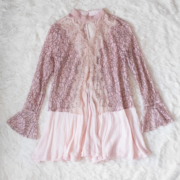 Lace Tunic Top Boho Hippie White Flared Sleeve - Picture 3 of 5